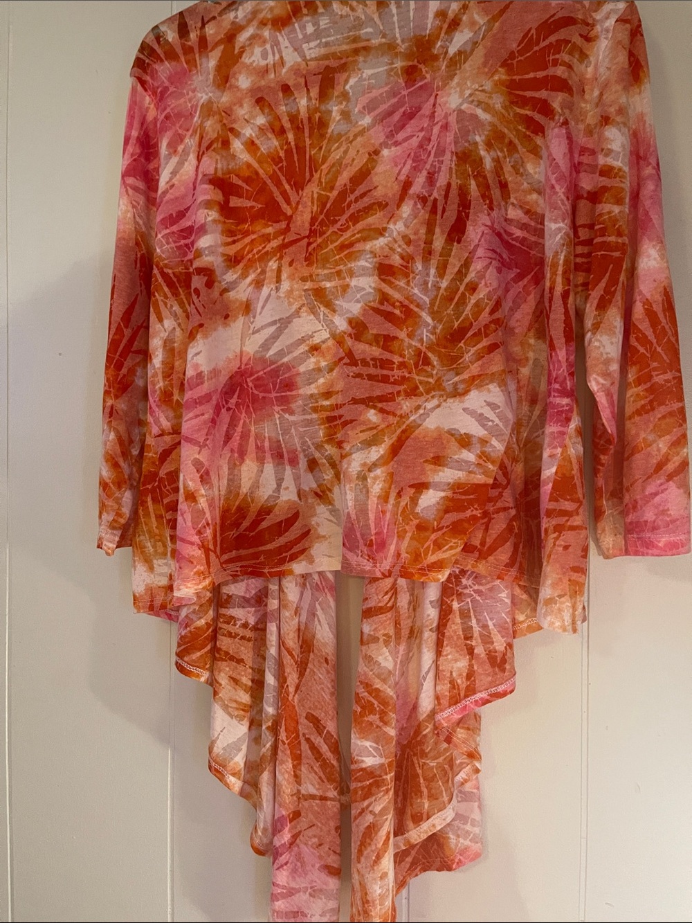 Ruby Rd. Pink & Orange Open-Front Draped Cardigan - Picture 4 of 4